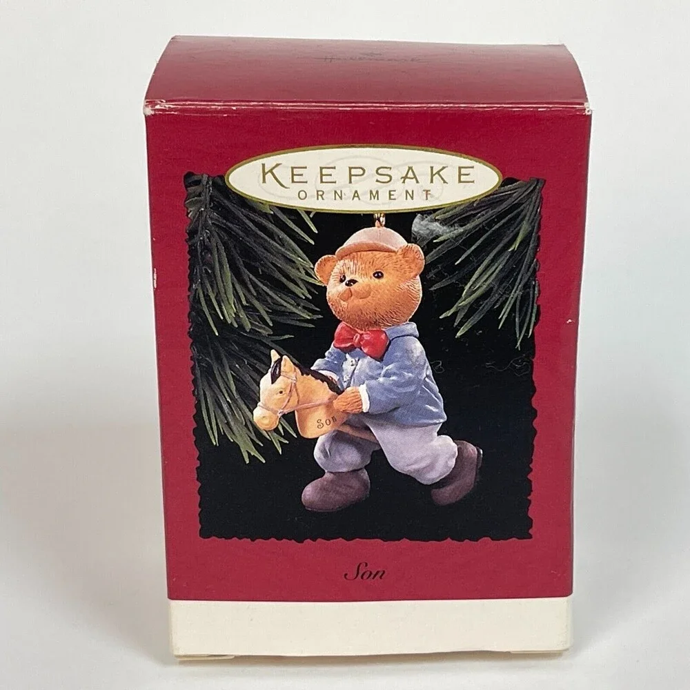 Hallmark Keepsake Son Bear on Play-Horse Christmas Tree Ornament 1996‎